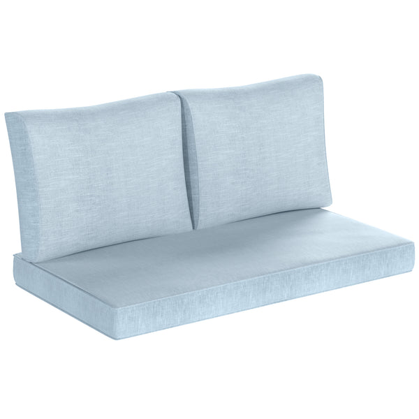 2 Seater Outdoor Seat Cushions with Backrest, Loveseat Double Sofa Outdoor Furniture Cushions, Fade-Resistant Replacement Patio Cushions for Indoor and Outdoor, Light Blue