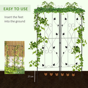 2 Pcs Garden Trellis for Climbing Plants, 71 x 20 in Outdoor Metal Trellis Plant Support Leaves and Curved Lines Trellises for Patio, Lawn, Backyard