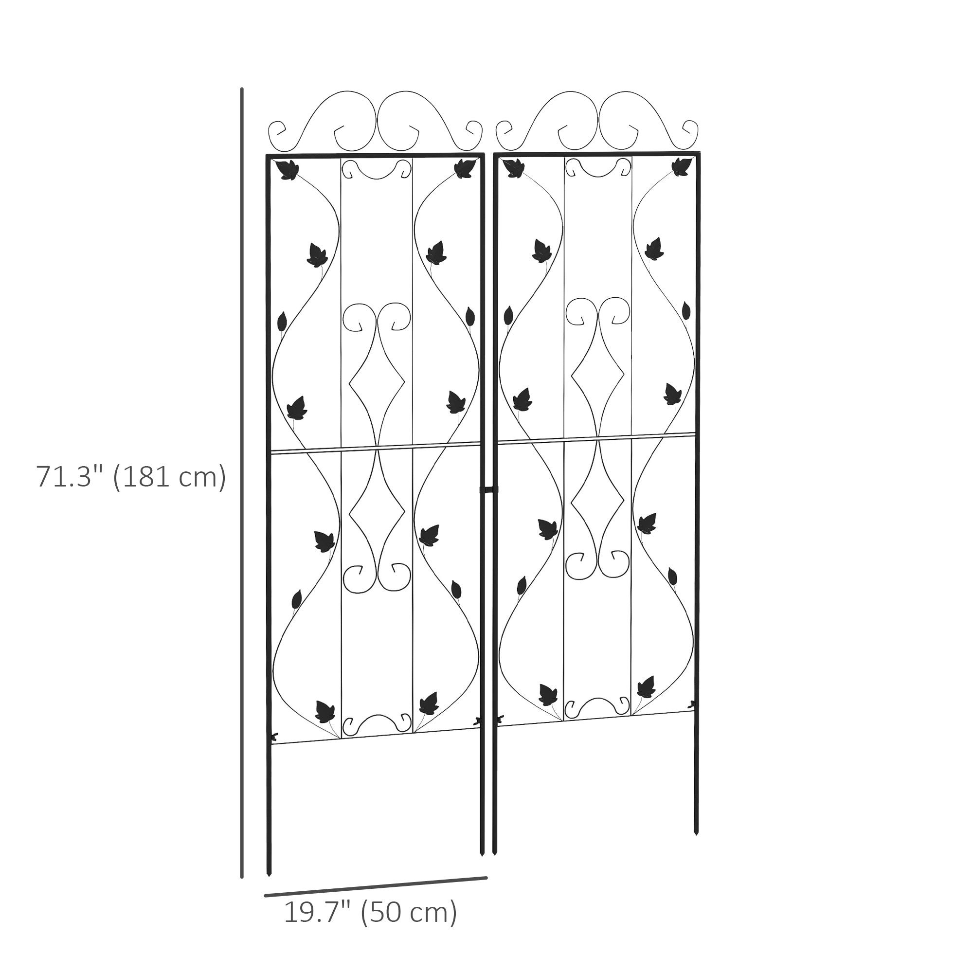 black metal trellis for climbing plants Outsunny 2 Pack 71" x 20" Metal Garden Trellis for Climbing Plants, Leaf Design