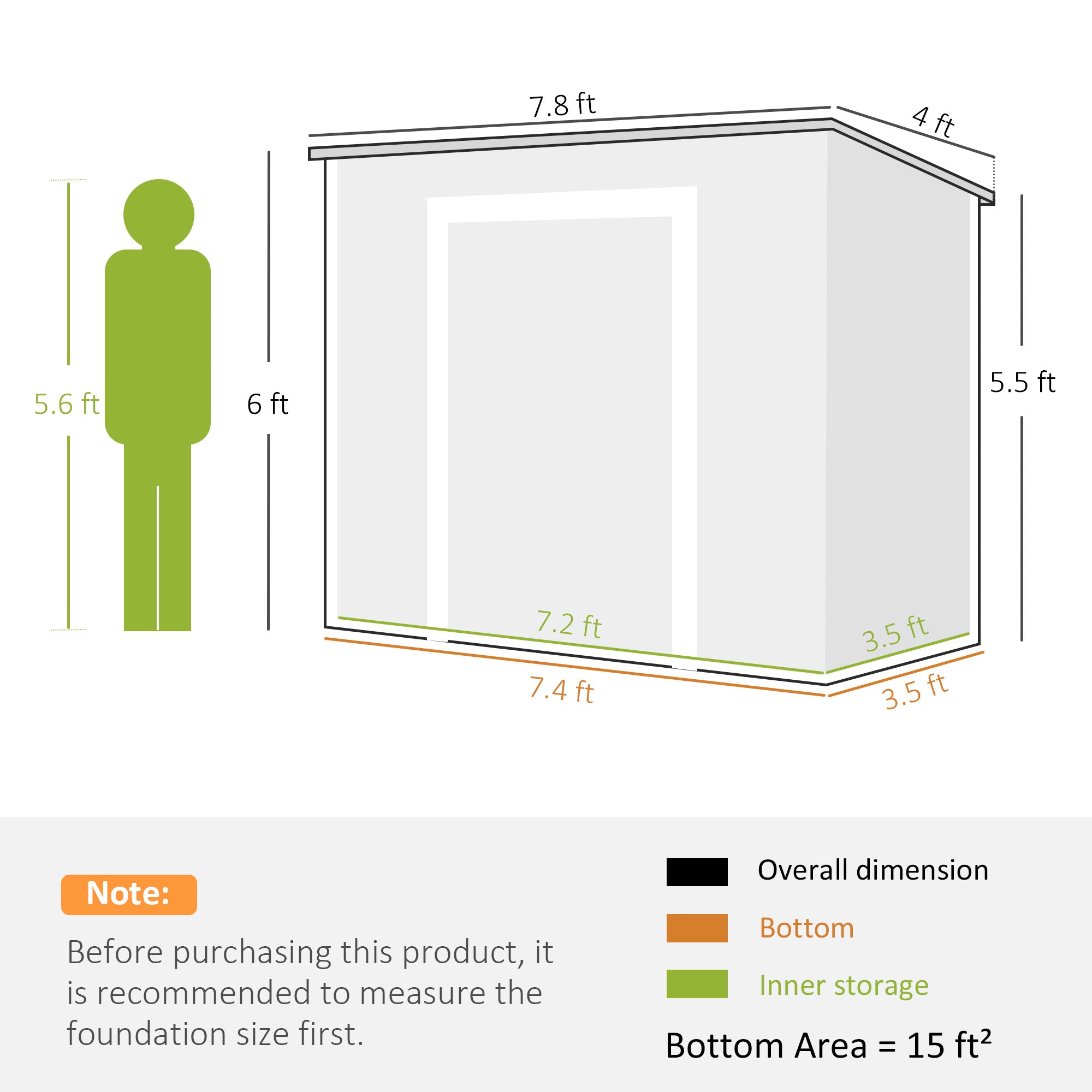 Outsunny 8' x 4' Plastic Outdoor Storage Shed with Window