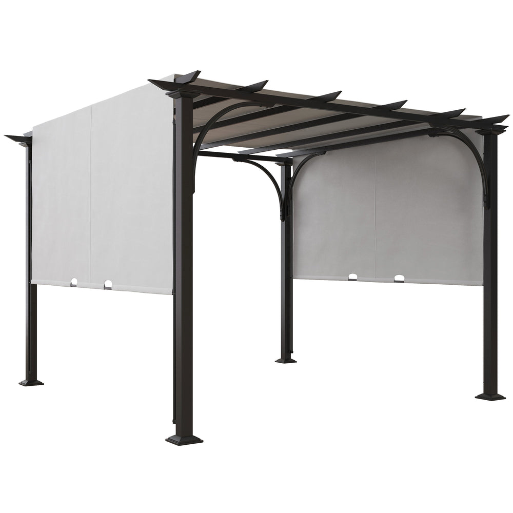 Outsunny 10' x 10' Patio Pergola with Weather-Resistant Steel Frame, Backyard Sun Shade Canopy Cover Shelter for Porch Party, Garden, Grill Gazebo, White