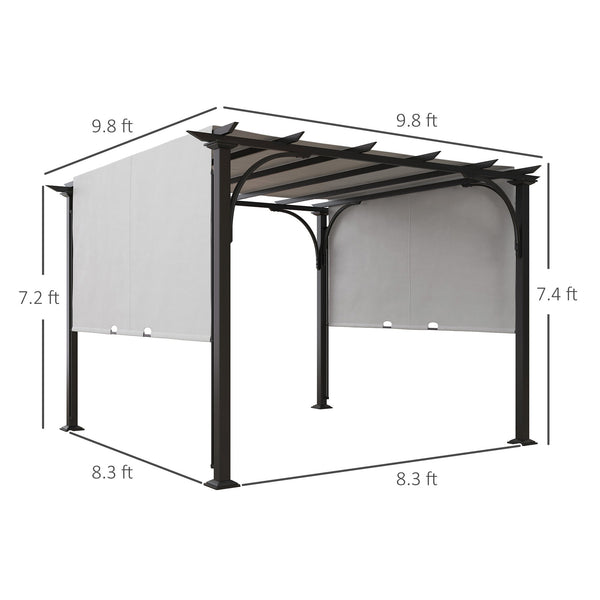 Outsunny 10' x 10' Patio Pergola with Weather-Resistant Steel Frame, Backyard Sun Shade Canopy Cover Shelter for Porch Party, Garden, Grill Gazebo, White