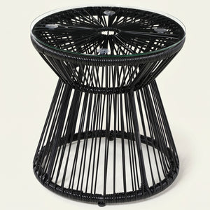 ARVOYA PE Rattan Side Table, Black