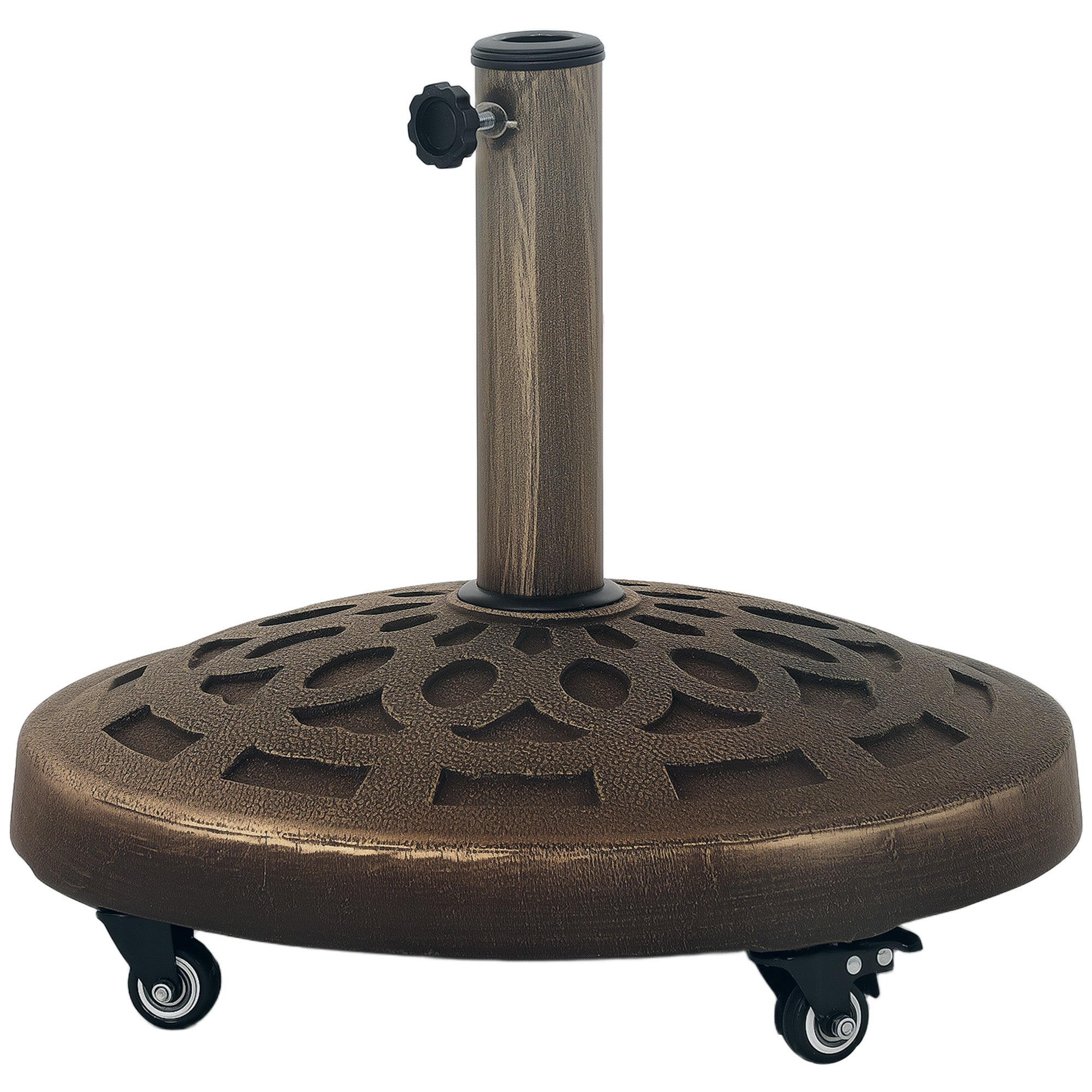 Outsunny 46 lbs Patio Umbrella Base with Wheels, Bronze