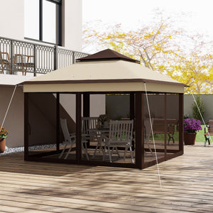 3 x 3(m) Pop Up Gazebo with Netting and Carrying Bag, Party Tent Instant Event Shelter, Height Adjustable and UV-Resistant, for Garden, Patio, Beige