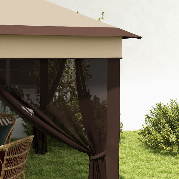 3 x 3(m) Pop Up Gazebo with Netting and Carrying Bag, Party Tent Instant Event Shelter, Height Adjustable and UV-Resistant, for Garden, Patio, Beige