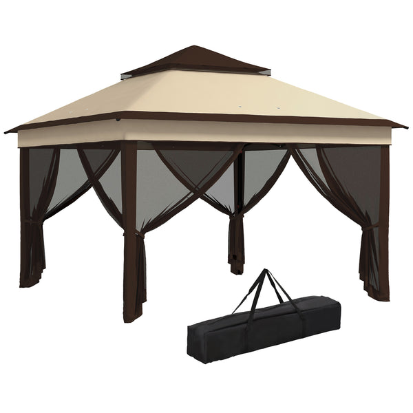 3 x 3(m) Pop Up Gazebo with Netting and Carrying Bag, Party Tent Instant Event Shelter, Height Adjustable and UV-Resistant, for Garden, Patio, Beige