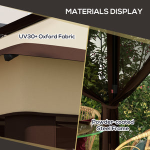 3 x 3(m) Pop Up Gazebo with Netting and Carrying Bag, Party Tent Instant Event Shelter, Height Adjustable and UV-Resistant, for Garden, Patio, Beige