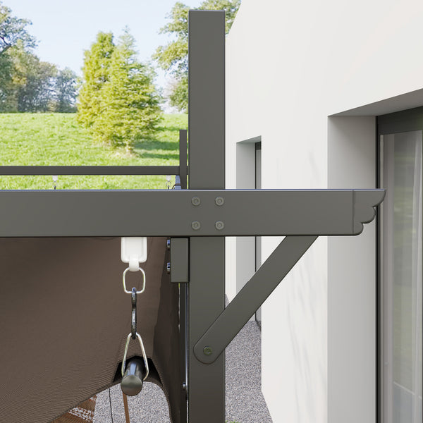 10' x 13' Retractable Pergola Canopy with Stronger Metal Frame, Outdoor Pergola Sun Shade Shelter for Garden, Patio, Backyard, Deck, Brown