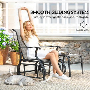 Outdoor Glider Chair with Ottoman, Patio Glider Set with 24.4" High Back, 22" Wide Seat, 2-Piece Outdoor Lounge Set with All-Weather Breathable Mesh for Porch, Garden, Backyard, Gray