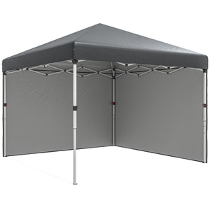 10' x 10' Pop Up Canopy Tent with Removable Sidewalls, Instant Shelter with Portable Roller Bag, 4 Sand Bags, Adjustable Height for Outdoor, Garden, Patio, Dark Grey