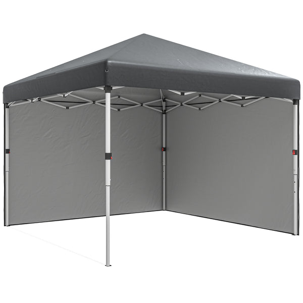 10' x 10' Pop Up Canopy Tent with Removable Sidewalls, Instant Shelter with Portable Roller Bag, 4 Sand Bags, Adjustable Height for Outdoor, Garden, Patio, Dark Grey