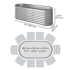 2Pcs Galvanized Raised Garden Bed, 6 x 2 x 2 ft Modular Metal Garden Beds with Rubber Strip Edging, Oval Outdoor Planter Box for Vegetables, Flowers, Herbs, Silver