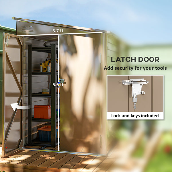 Shed Rx Outsunny Sturdy 4.6' x 9' Steel Outdoor Storage Shed w/ Lockable Doors