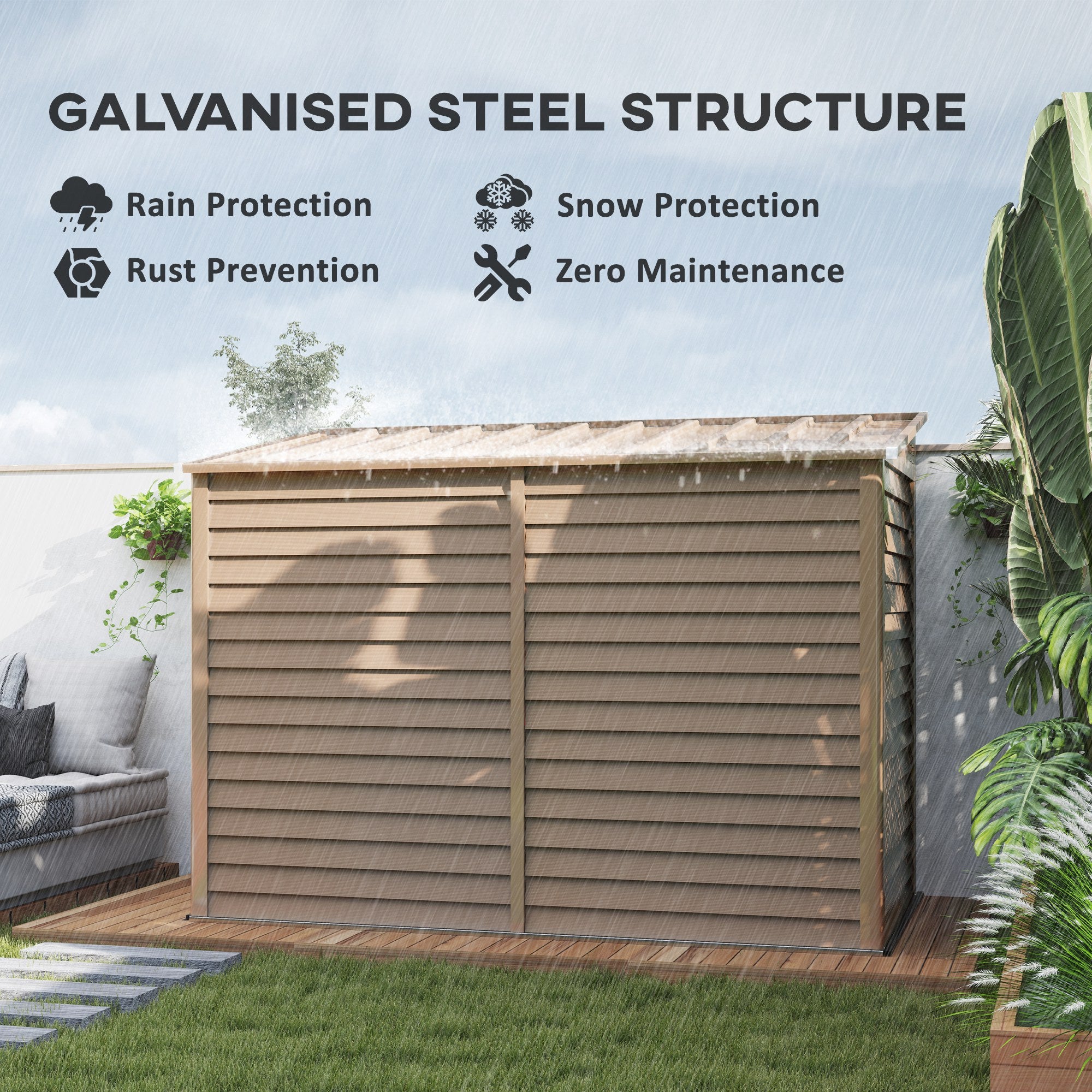 Outsunny Sturdy 4.6' x 9' Steel Outdoor Storage Shed w/ Lockable Doors