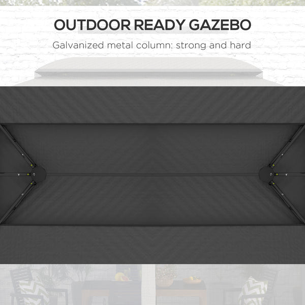 Outsunny 10' x 13' Patio Gazebo, Outdoor Gazebo Canopy Shelter with Netting, Curtains, Vented Roof, Steel Frame for Garden, Lawn, Backyard, and Deck, Dark Gray