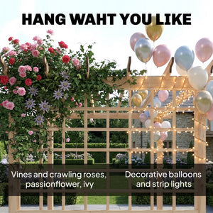 3 x 3 m Wooden Pergola Kit, Garden Pergola Gazebo Arch with Grape Trellis, Triangle Supports, Crossing Beams for Climbing Vines, Flowers, Sun Shade Shelter for Patio Grill, Nature Wood Finish