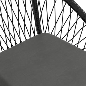 3 Pieces Rattan Bistro Set, Wicker Garden Furniture Set with Round Metal Top Coffee Table and Chairs, Washable Cushions for Outdoor, Patio, Balcony, Black