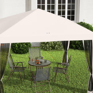 Outsunny 10' x 10' Pop Up Canopy Tent with Netting, Instant Gazebo, Screen House Room with Carry Bag, Height Adjustable, for Outdoor, Garden, Patio, Camping, Beige