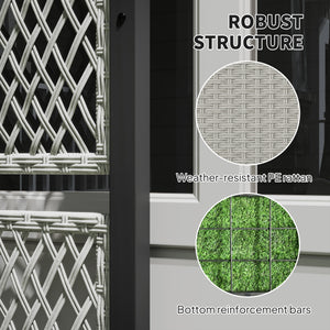 Wicker Outdoor Planter with Trellis, 58" Standing Raised Garden Bed with Liner, Drainage Holes, Privacy Screen Planter Box for Climbing Plants, Flowers, Mixed Grey