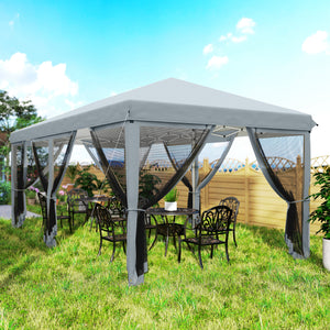 10' x 20' Pop Up Canopy Tent Gazebo with Removable Mesh Sidewall Netting, Carry Bag for Backyard Patio Outdoor, Grey