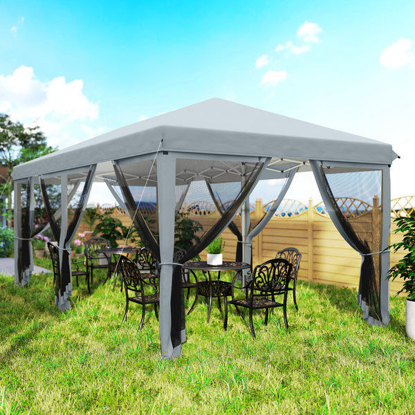 10' x 20' Pop Up Canopy Tent Gazebo with Removable Mesh Sidewall Netting, Carry Bag for Backyard Patio Outdoor, Grey