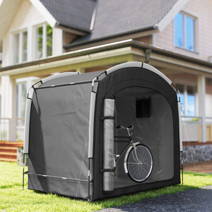Bike Storage Tent, Portable Bicycle Storage Shed, Waterproof Outdoor Bike Cover with 210D Oxford Fabric and Carry Bag for 3-4 Bikes, Lawn Mower, Garden Tools, Black