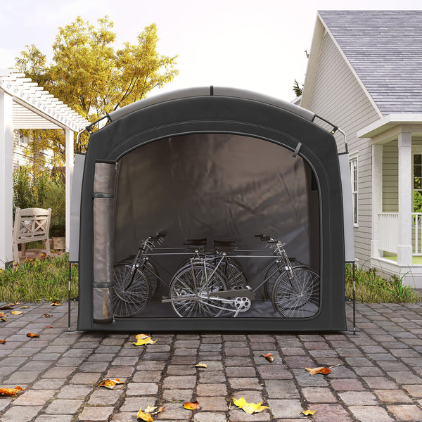 Bike Storage Tent, Portable Bicycle Storage Shed, Waterproof Outdoor Bike Cover with 210D Oxford Fabric and Carry Bag for 3-4 Bikes, Lawn Mower, Garden Tools, Black