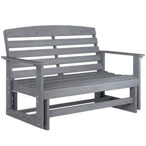 2-Person Outdoor Glider Bench Patio Double Swing Rocking Chair Loveseat w/ Slatted HDPE Frame for Backyard Garden Porch, Distressed Gray