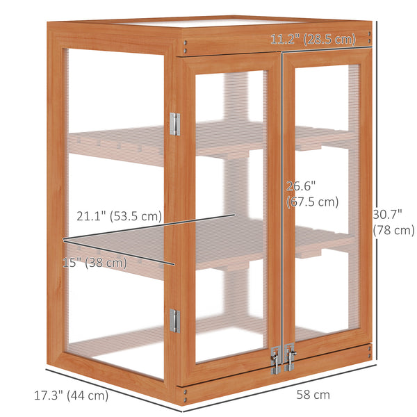Wooden 2 Tier Cold Frame Greenhouse Polycarbonate Plant Grow House Portable Garden, Orange