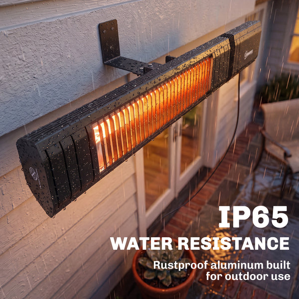2000 W Electric Infrared Patio Heater, Wall Mounted IP65 Waterproof Outdoor Garden Heater with APP/Touch/Remote Control, 9 Heat Settings, 24H Timer for Indoor & Outdoor, Black