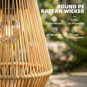 Hanging Solar Lights Outdoor Garden Lanterns, 2 Pack Rattan Solar Lights with Auto On/Off, Decorative Rattan Table Lamp with Handle, IP44 for Patio, Pathway, Terrace, Tree, Brown