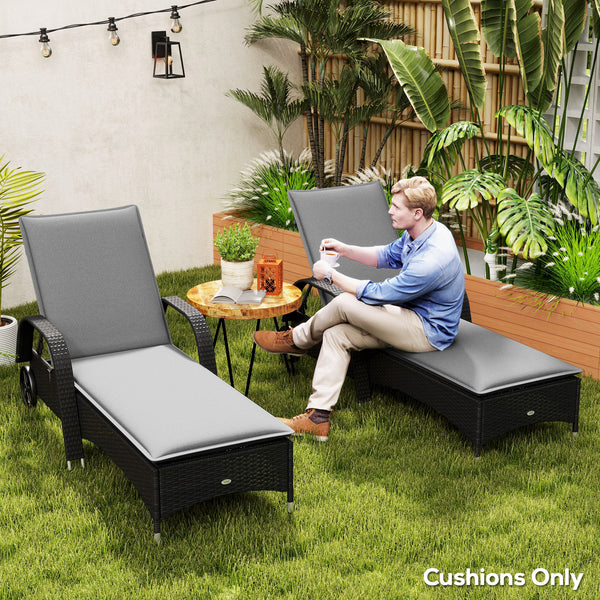 Outdoor Lounge Chair Cushion Set of 2, UPF50+ 200gsm Fabric and 25D High-Density Foam, Foldable Patio Chaise Lounge Cushion Set, Fade Resistant for Lawn Pool, 76" x 23", Gray