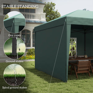 Outsunny 10' x 20' Pop Up Canopy Tent with 4 Sidewalls, Heavy Duty Tents for Parties, Outdoor Instant Gazebo with Carrying Bag for Garden, Patio, Green