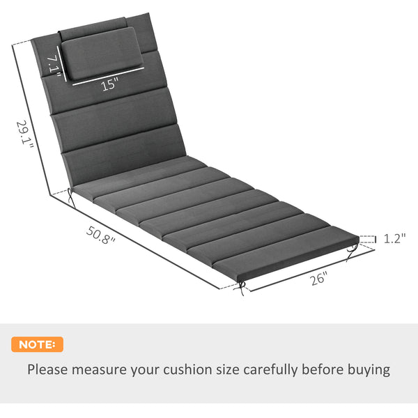 Outsunny Outdoor Lounge Chair Cushion Set of 2, UPF50+ 230gsm Olefin and 25D High-Density Foam, Foldable Patio Chaise Lounge Cushion Set, Fade Resistant for Lawn Pool, 80" x 26", Dark Gray