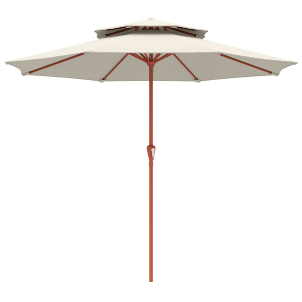 Patio Umbrella with Crank, Double Top Outdoor Market Table Umbrella for Garden, Patio,104'' x 104'', Cream White