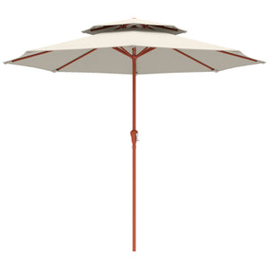 Patio Umbrella with Crank, Double Top Outdoor Market Table Umbrella for Garden, Patio,104'' x 104'', Cream White
