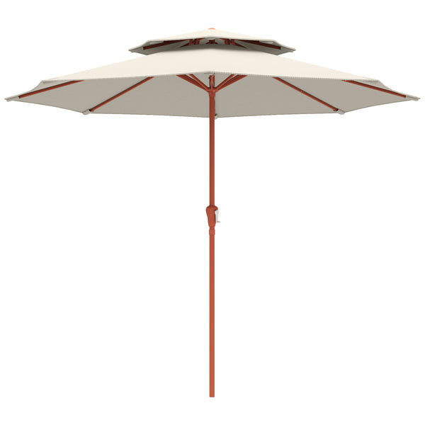 Patio Umbrella with Crank, Double Top Outdoor Market Table Umbrella for Garden, Patio,104'' x 104'', Cream White