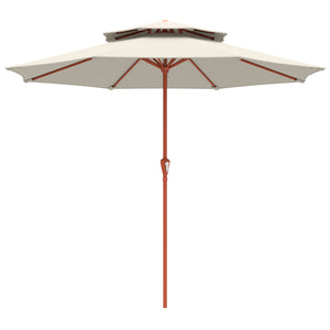 Patio Umbrella with Crank, Double Top Outdoor Market Table Umbrella for Garden, Patio,104'' x 104'', Cream White