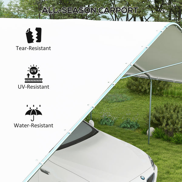 Outsunny Carport, 19' x 19.5' Heavy Duty Party Tent, Portable Garage, Outdoor Canopy Tent with Galvanized Steel Frame for Car, Truck, Boat, Motorcycle, Bike, 8 Legs, White