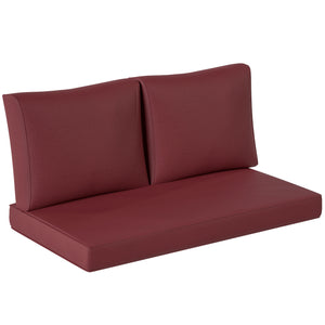 2 Seater Outdoor Seat Cushions with Backrest, Loveseat Double Sofa Outdoor Furniture Cushions, Fade-Resistant Replacement Patio Cushions for Indoor and Outdoor, Wine Red