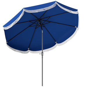 Outsunny 9FT Patio Umbrella, UPF 30+ Outdoor Market Umbrella with Crank, 8 Ribs, Push Button Tilt, Vented Patio Table Umbrella for Deck Backyard Lawn, Navy Blue