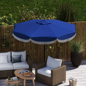 Outsunny 9FT Patio Umbrella, UPF 30+ Outdoor Market Umbrella with Crank, 8 Ribs, Push Button Tilt, Vented Patio Table Umbrella for Deck Backyard Lawn, Navy Blue