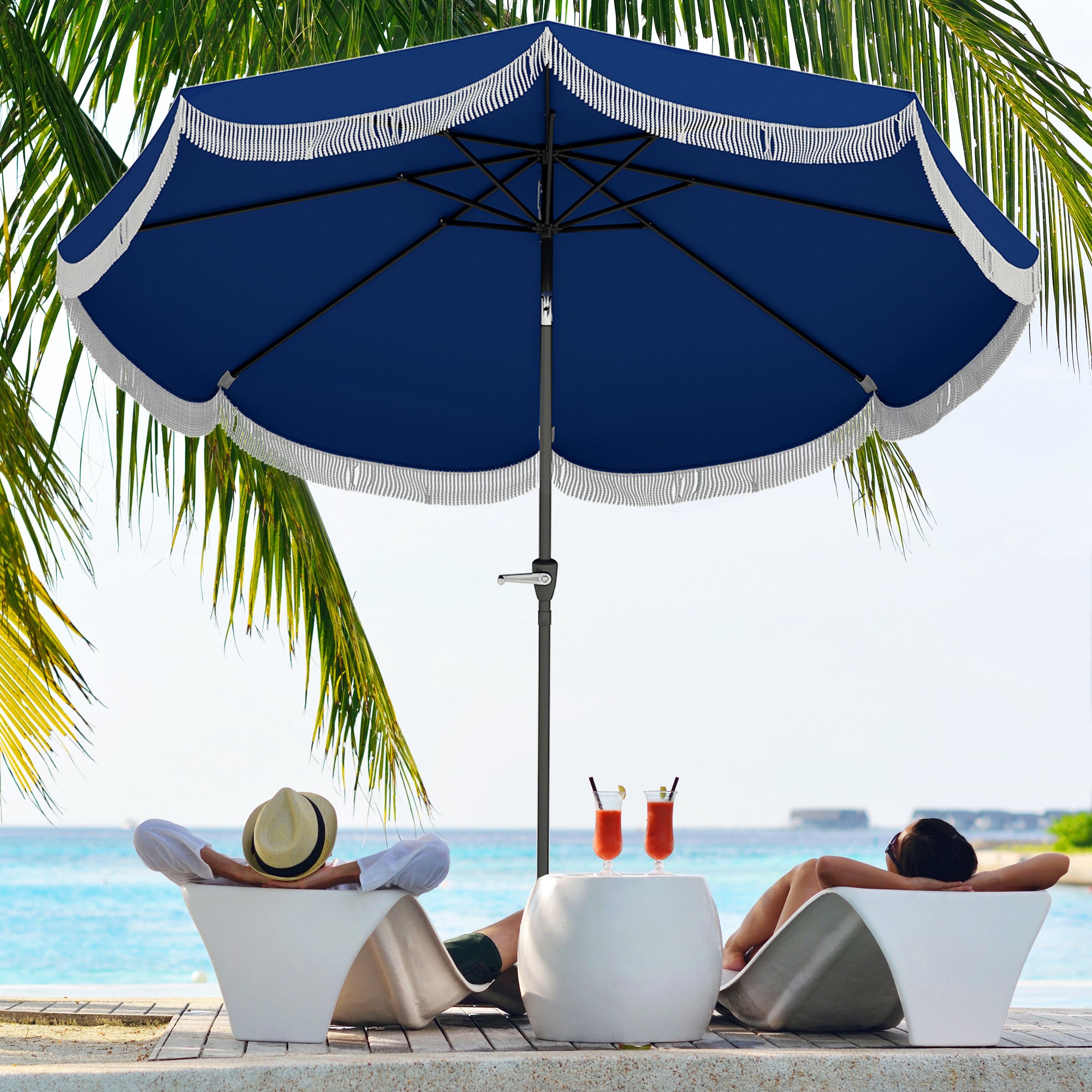 are patio umbrellas uv resistant Outsunny 9FT Patio Umbrella, UPF 30+ Outdoor Market Umbrella with Crank, 8 Ribs, Push Button Tilt, Vented Patio Table Umbrella for Deck Backyard Lawn,
