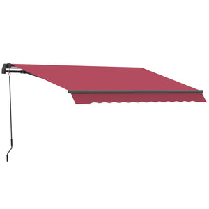 Outsunny 10' x 8' Retractable Awning, Patio Awnings, Sunshade Shelter w/ Manual Crank Handle, UV & Water-Resistant Fabric and Aluminum Frame for Deck, Balcony, Yard, Wine Red