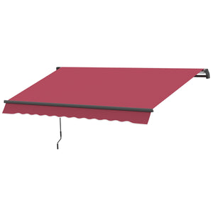 Outsunny 10' x 8' Retractable Awning, Patio Awnings, Sunshade Shelter w/ Manual Crank Handle, UV & Water-Resistant Fabric and Aluminum Frame for Deck, Balcony, Yard, Wine Red