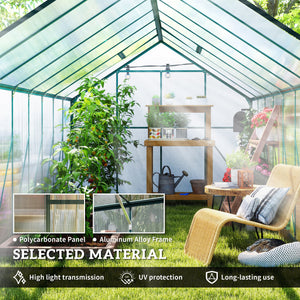 BloomGreen 16' x 8' Greenhouse with Roof Vent and Sliding Door Green