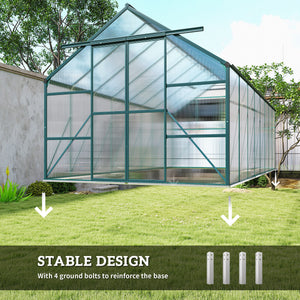 BloomGreen 16' x 8' Greenhouse with Roof Vent and Sliding Door Green