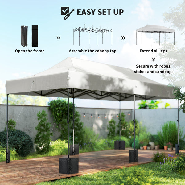 10' x 20' Pop Up Canopy Tent with Wheeled Carry Bag, White