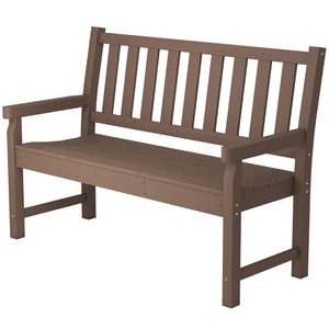 Outdoor Bench, 49" All-Weather HDPE Garden Bench, 2-Person Patio Loveseat with 528 lbs Capacity, Curved Seat for Backyard, Park, Porch, Lawn, Park, Brown